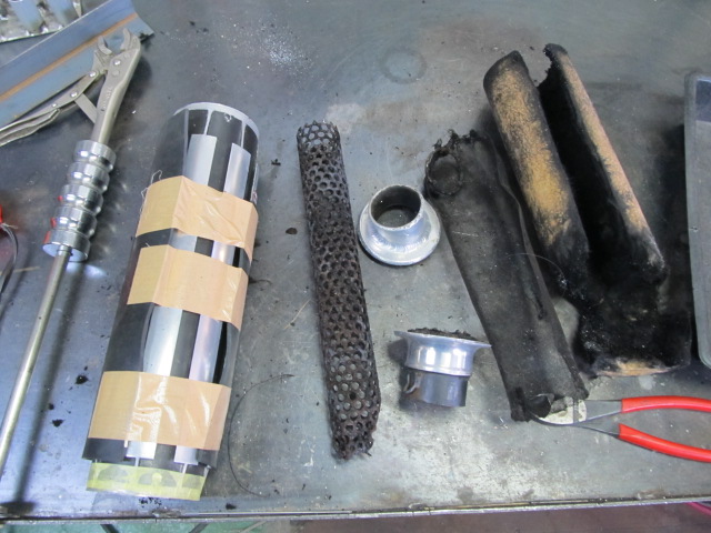 モリワキ、フォーサイト、アルミサイレンサー修理加工。アルミ